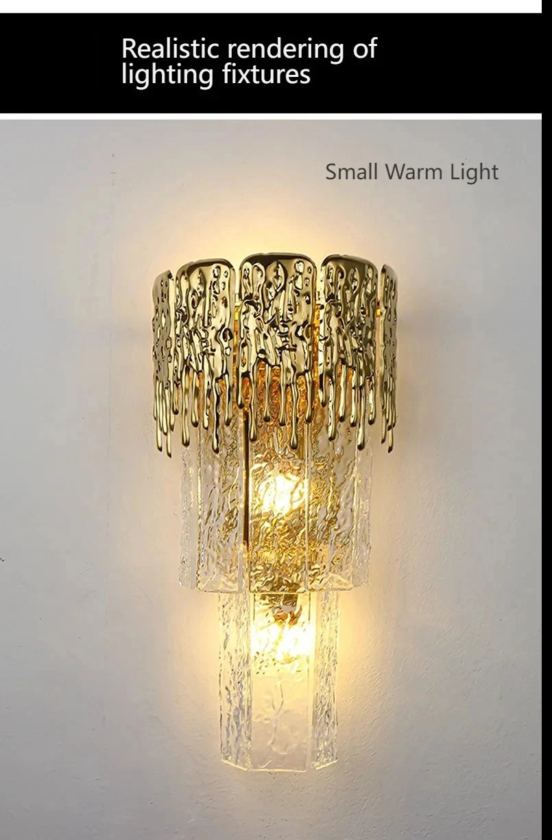 Light Luxury Led Wall Lamp Home Decoration Living Room Tv Background Wall Staircase Bedroom Italian Bedside Glass Wall Lamp