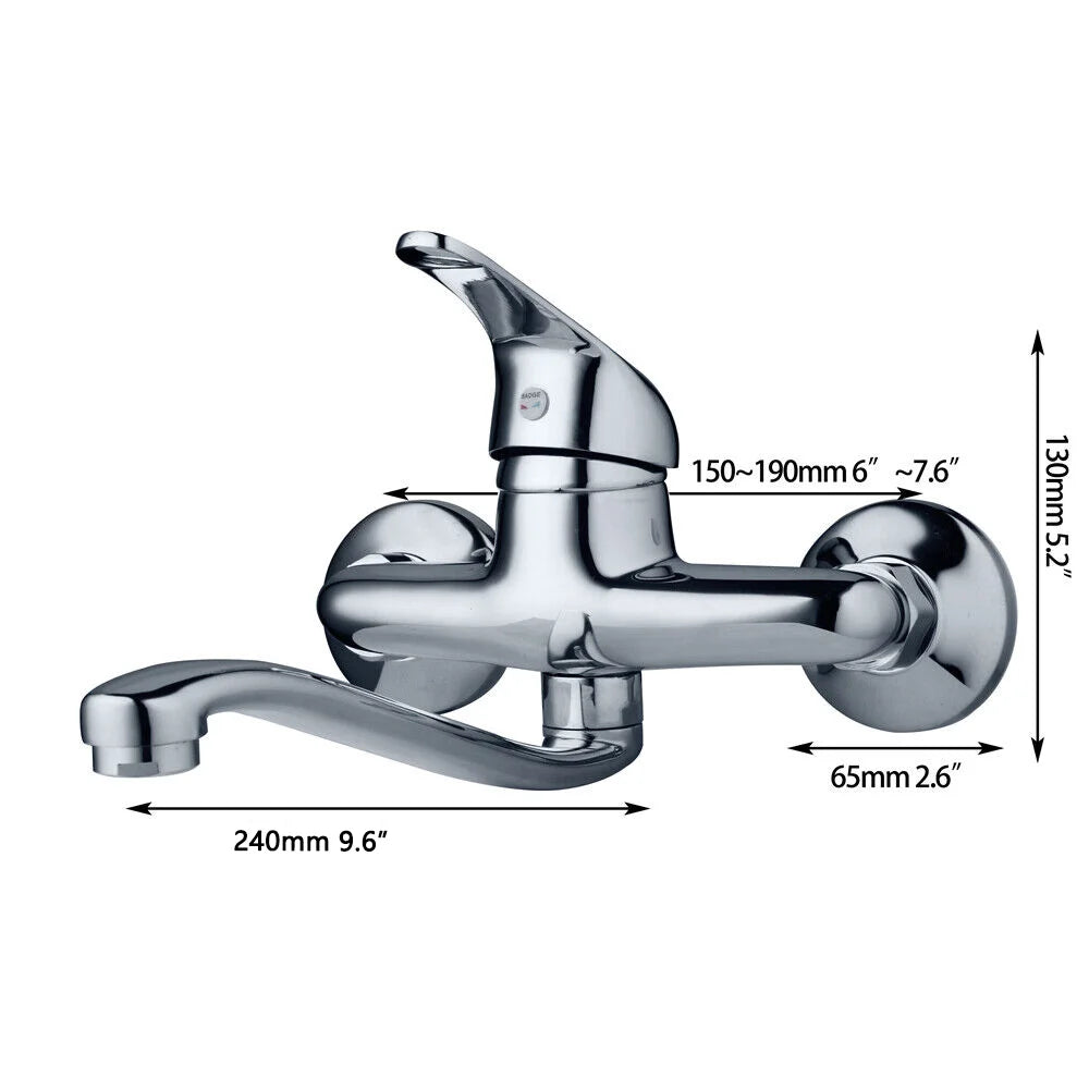 Monite Wall Mounted Bathtub Chrome Brass Bathroom Basin Mixer Faucet Sink Tap Hot & Cold Water Mixer Retail Laundry Faucet