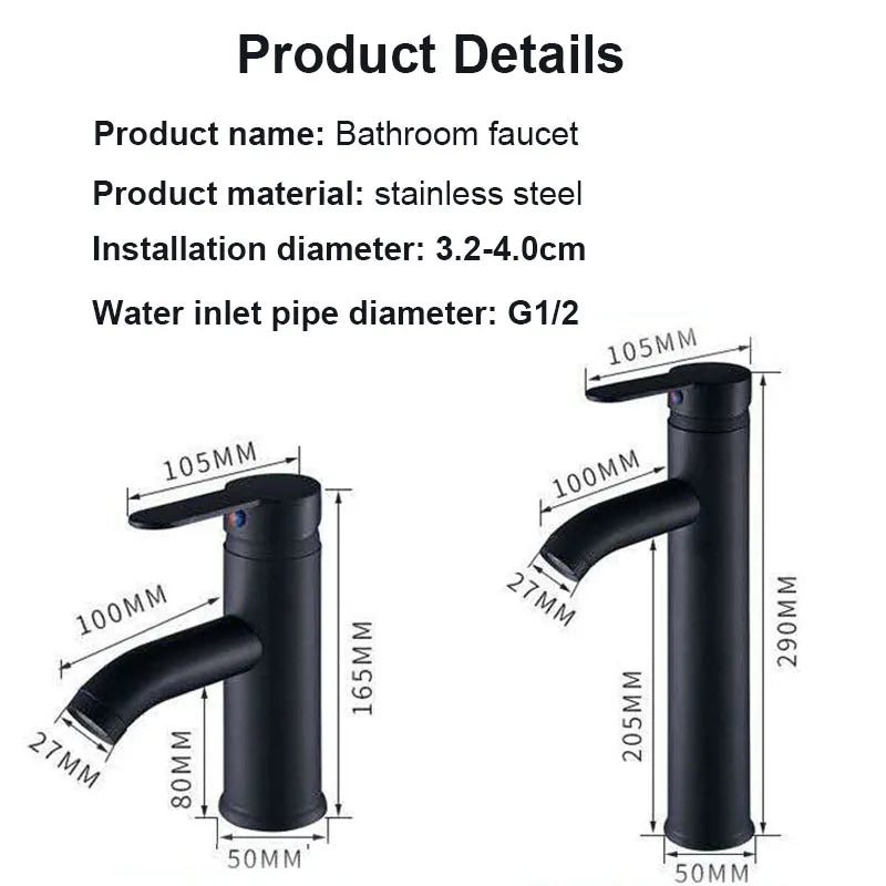 Basin Faucet Stainless Steel Bathroom Faucet Mixer Tap Hot Cold Water Basin Sink Tap Bathroom Faucet Tap