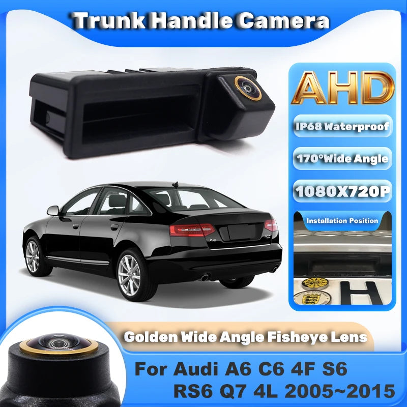 HD CCD Car Reversing Camera For Audi A6 C6 4F S6 RS6 Q7 4L 2005~2015 AHD 1080P 170°FishEye Vehicle Truck Handle Rear View Camera