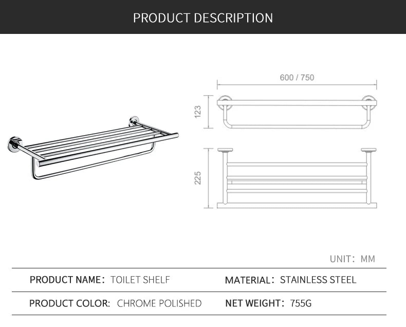 SANLUOIS High Quality SUS 304 Stainless Steel Bathroom Accessories Wall Monted Toilet Showerroom Towel Rack Bathroom Set