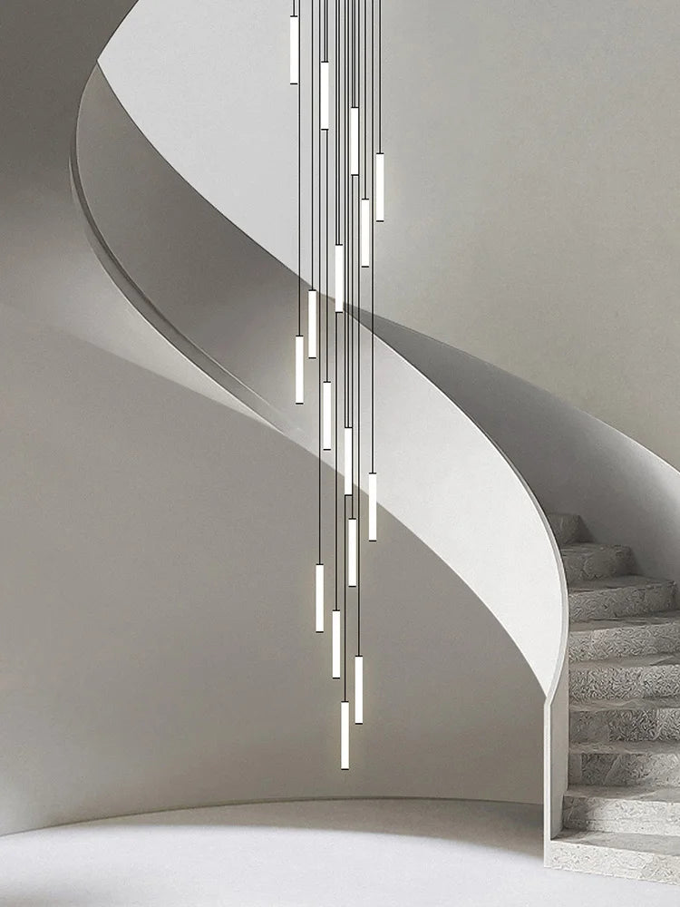 Nordic Stairs LED Long Chandeliers Minimalist Duplex Attic Living Room Kitchen Pendant Lights Home Decoration Ceiling Chandelier