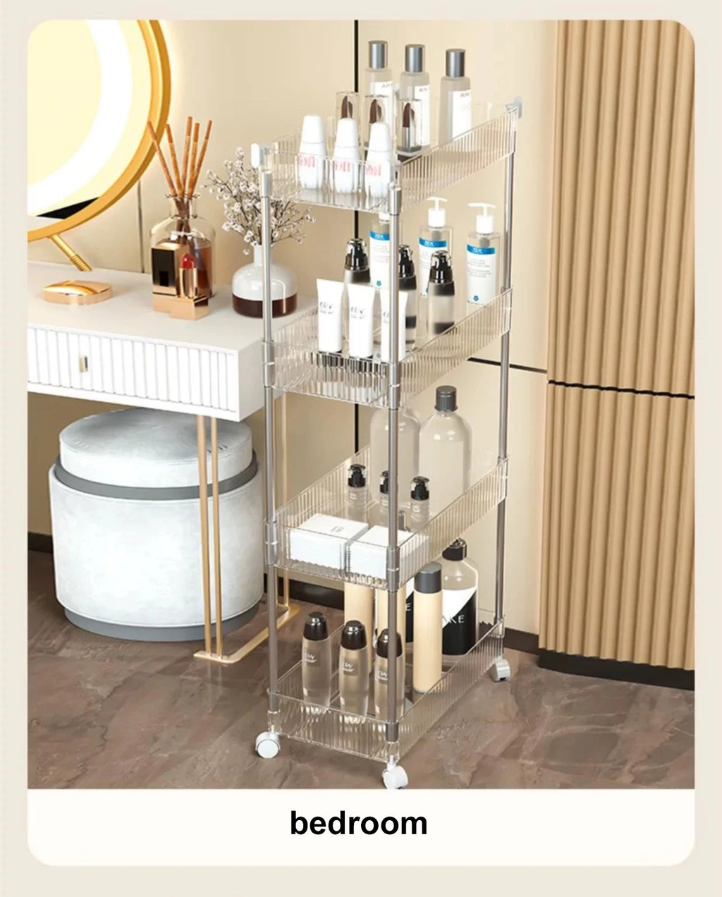 Mobile Storage Rack Trolley Organizer With Wheels Acrylic Narrow Slit Storage Cabinet Bathroom Home Multi-layer Organizer