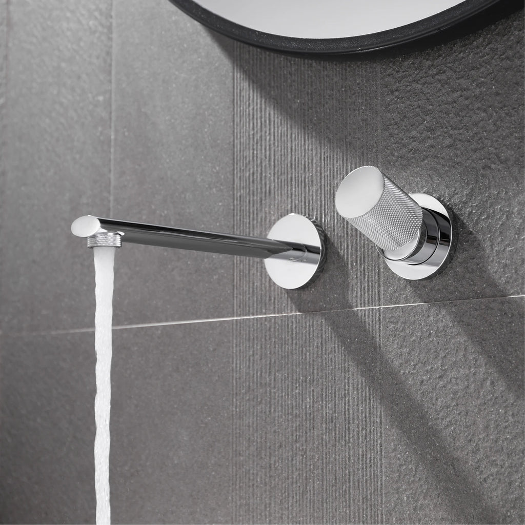 Luxury Brass Black Wall Mounted Bathroom Faucet with Single Handle and 2-Hole Modern Design for Hot and Cold Water Basin Faucet