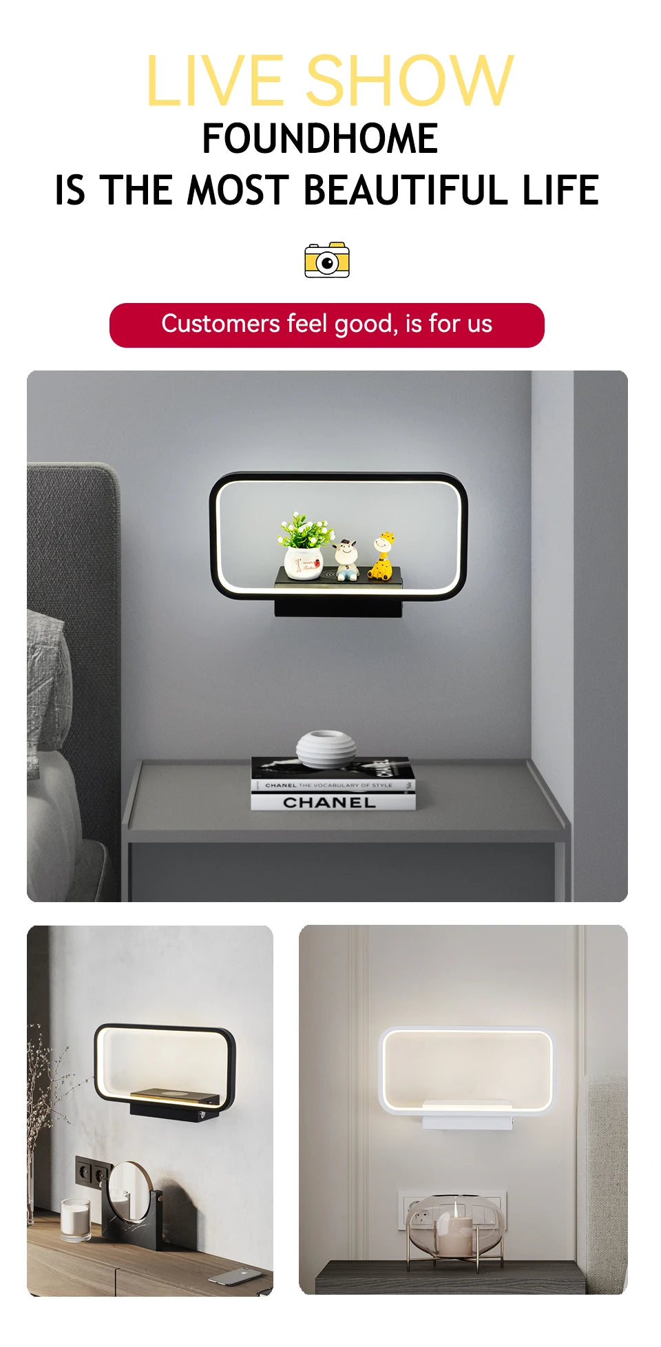 Wall Light Indoor 12W Touch Switch 3 Colors Dimming USB Charge With Wireless LED Wall Lamps For Living Room Bedroom Stair Modern