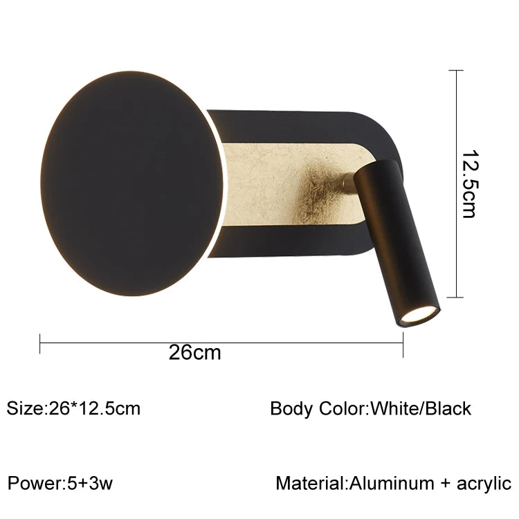 Modern LED Wall Light Living Room Bedroom Study Reading Wall Lamps Indoor With Switch Hotel Decorative Lighting Fixtures