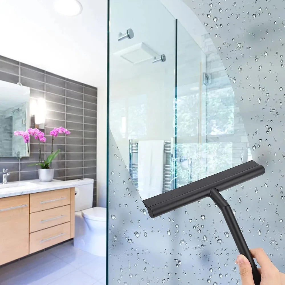 Matte Black Silicone Squeegee Streak Free Cleaning Shower Squeegee for Glass Bathroom Shower Doors Mirrors Tiles Car Windows