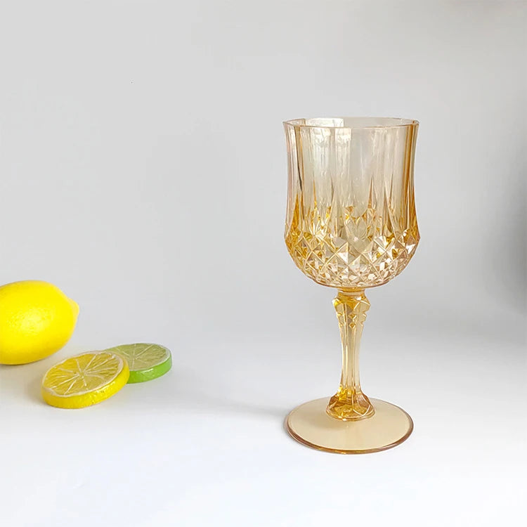 12/24 Pcs 220ml Plastic Wine Glasses Drinking Glasses for Wedding Party Imitation Glassware Reusable Drinkware Champagne Goblet