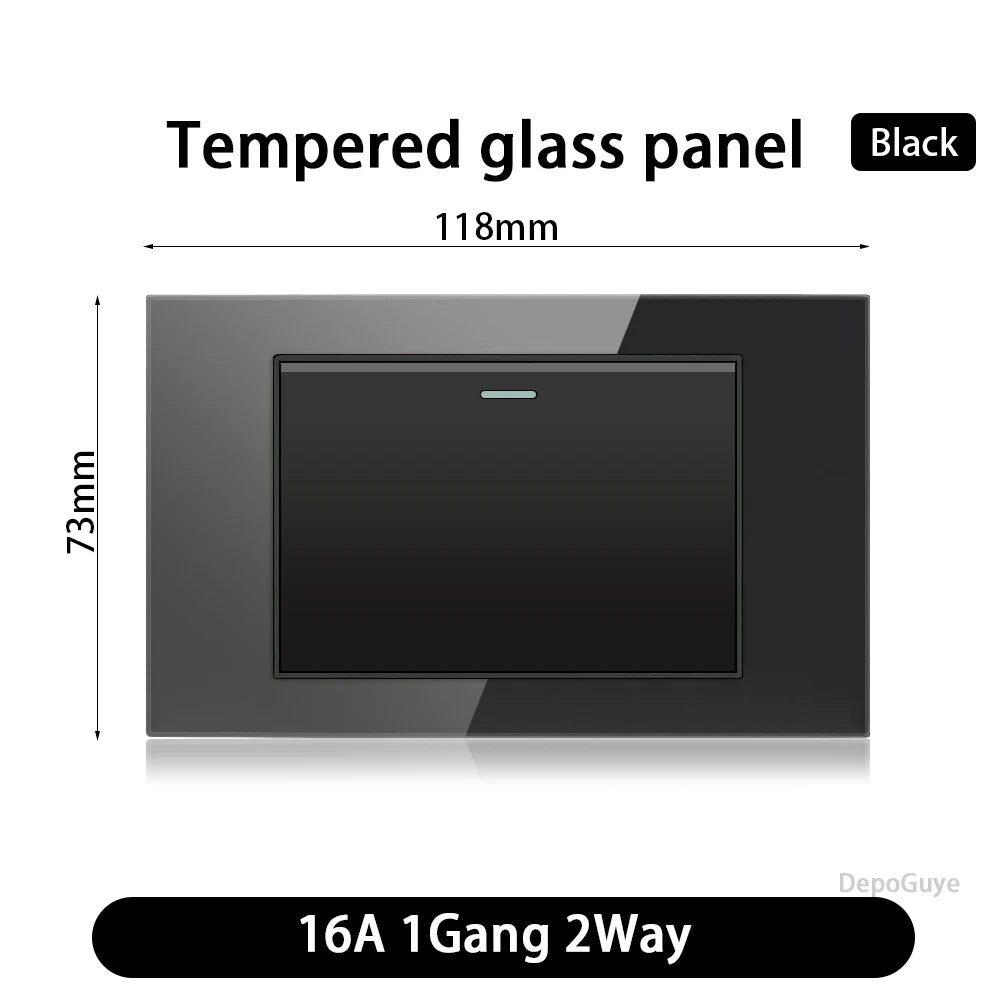 118 Type US Mexico 1/2/3/4/Gang 2/3Way Wall Light Switch Brazil Tempered Glass Panel ON OFF Push Button Power Rocker Switch