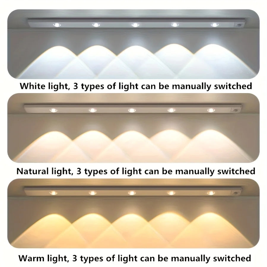 White/Black LED Cabinet Light USB Rechargeable Motion Sensor LED Light for Kitchen Wardrobe Cabinet Lighting 20CM/30CM/40CM/50CM