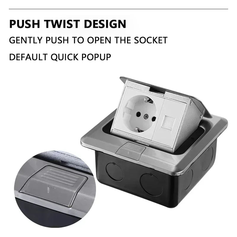 Electrical Switches Desktop Socket EU/Universal Power Outlet Hidden Type Pop Up Floor Socket For Meeting Room