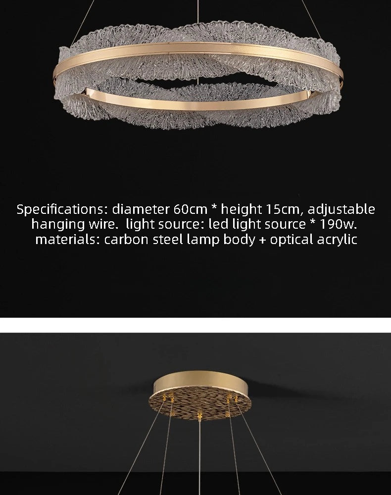Modern Light Luxury Living Room Chandelier Round Led Hall Light Designer Creative Model Room Bedroom Dining Room Lighting