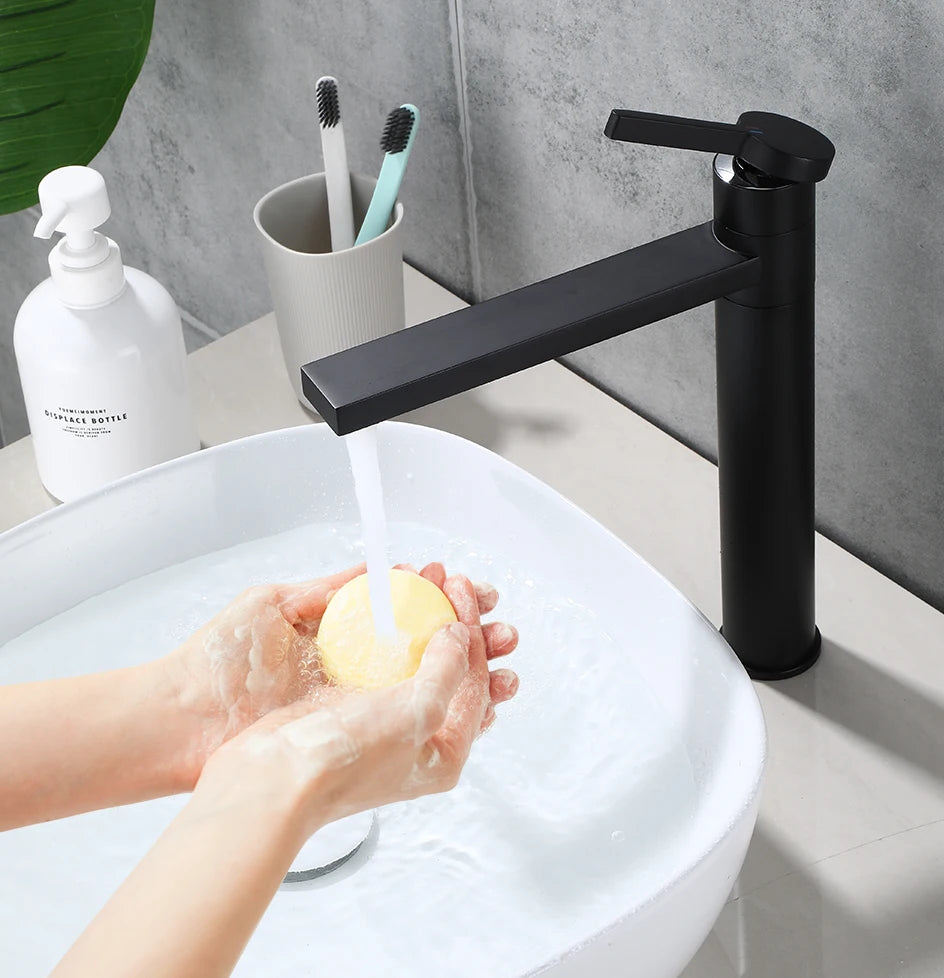 VGX Bathroom Faucets High Basin Mixer Sink Tall Faucet Gourmet Washbasin Taps Water Tap Hot Cold 360° Tapware Crane Brass Black