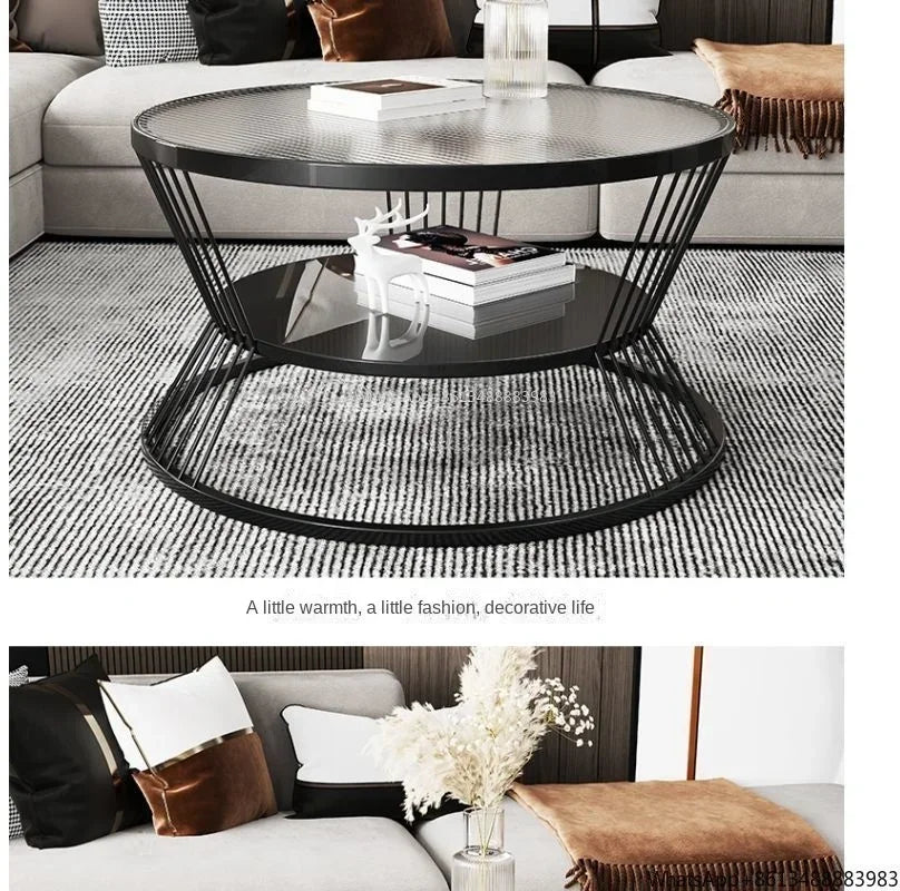 Small Apartment Living Room Round Household Minimalist Mini  Table Modern Light Luxury