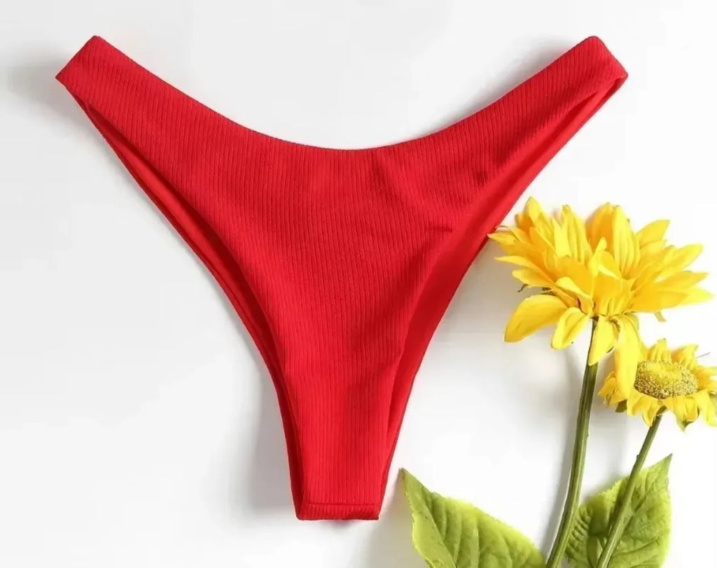 Sexy Bikini Bottoms Women's 2025 Swimsuit Low Waisted Bottom Solid Color Swimwear Thong Beachwear Brazilian Bathing Suit Summer