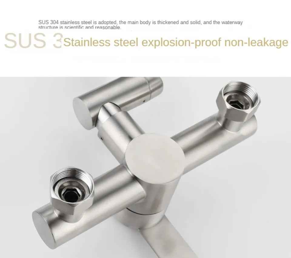 Stainless Steel Foldable Basin Faucet Wall Mounted Bathroom Kitchen Sink Washbasins Cold Hot Water Mixer Tap 360 Degree Swivel