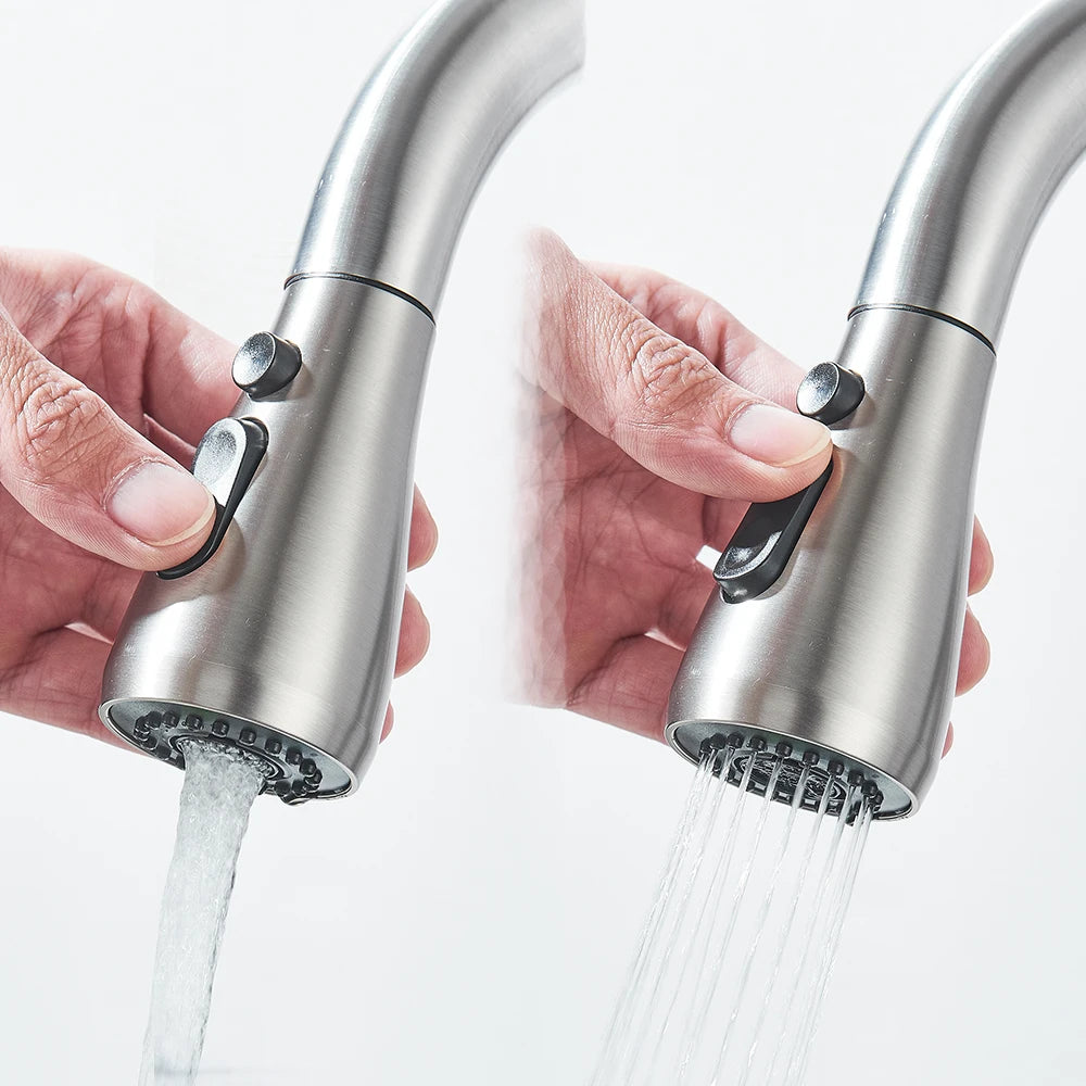 304 Stainless Steel Pull Out Kitchen Faucet 360 Rotate Shower/Stream Sprayer Head Mixer Hot and Cold Water Tap Deck Mounted