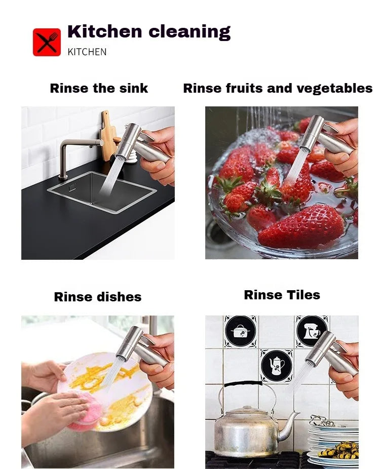 Handheld Toilet Bidet Sprayer Set Kit Stainless Steel Hand Sprayer Shower Head Self Cleaning Hand Bidet Faucet for Bathroom