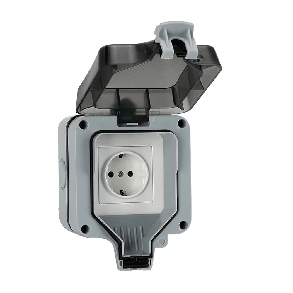 Double EU Socket Power Supply Switch Socket 16A Outdoor Wall Power Socket With  Charging for Home& Garden IP66 Weatherproof