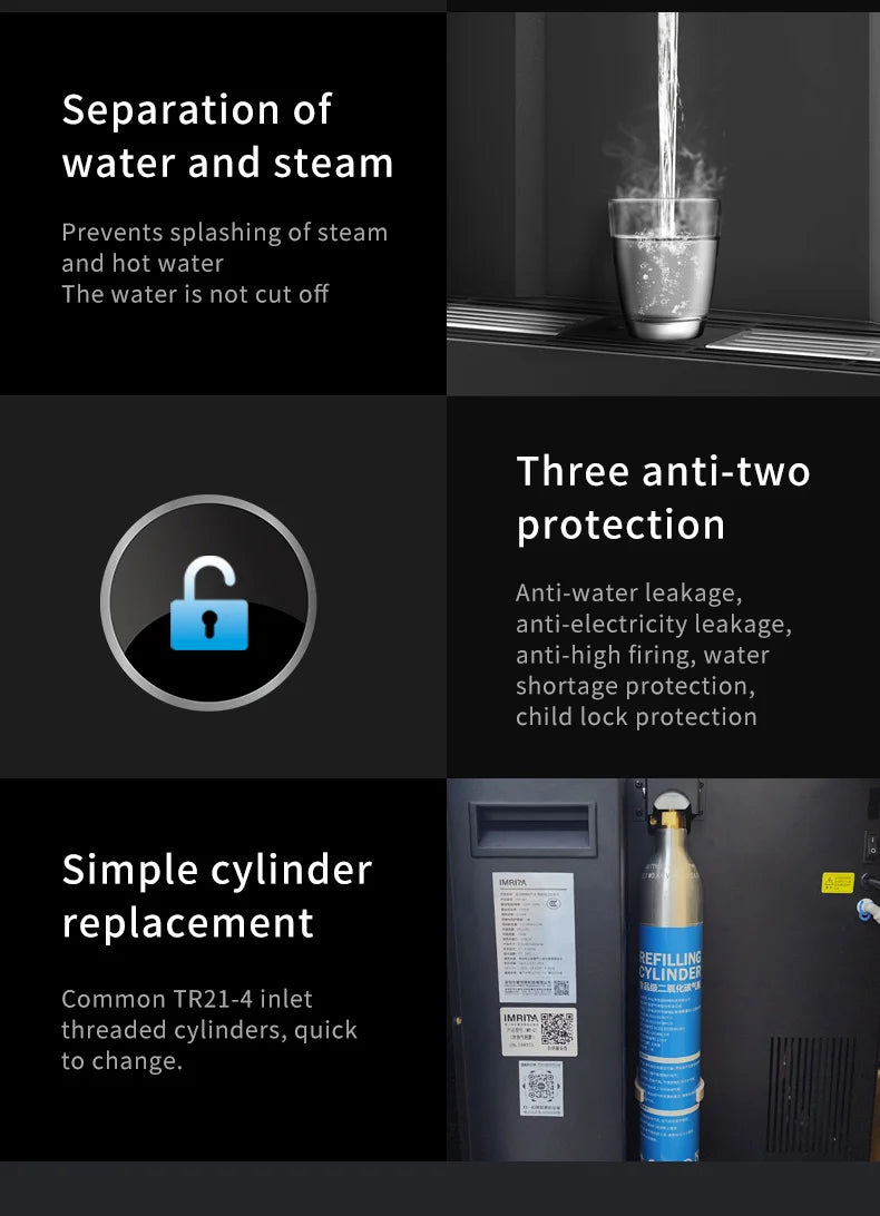 Home Embedded Compressor Cooling Water Dispenser with Sparkling Water Cold Hot Water