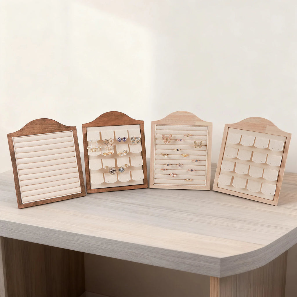 1 Pcs Wood Earrings Ring Photo Frame Jewelry Display Stand Jewelry Rack Velvet Jewelry Storage Tray Store Counter Props Show