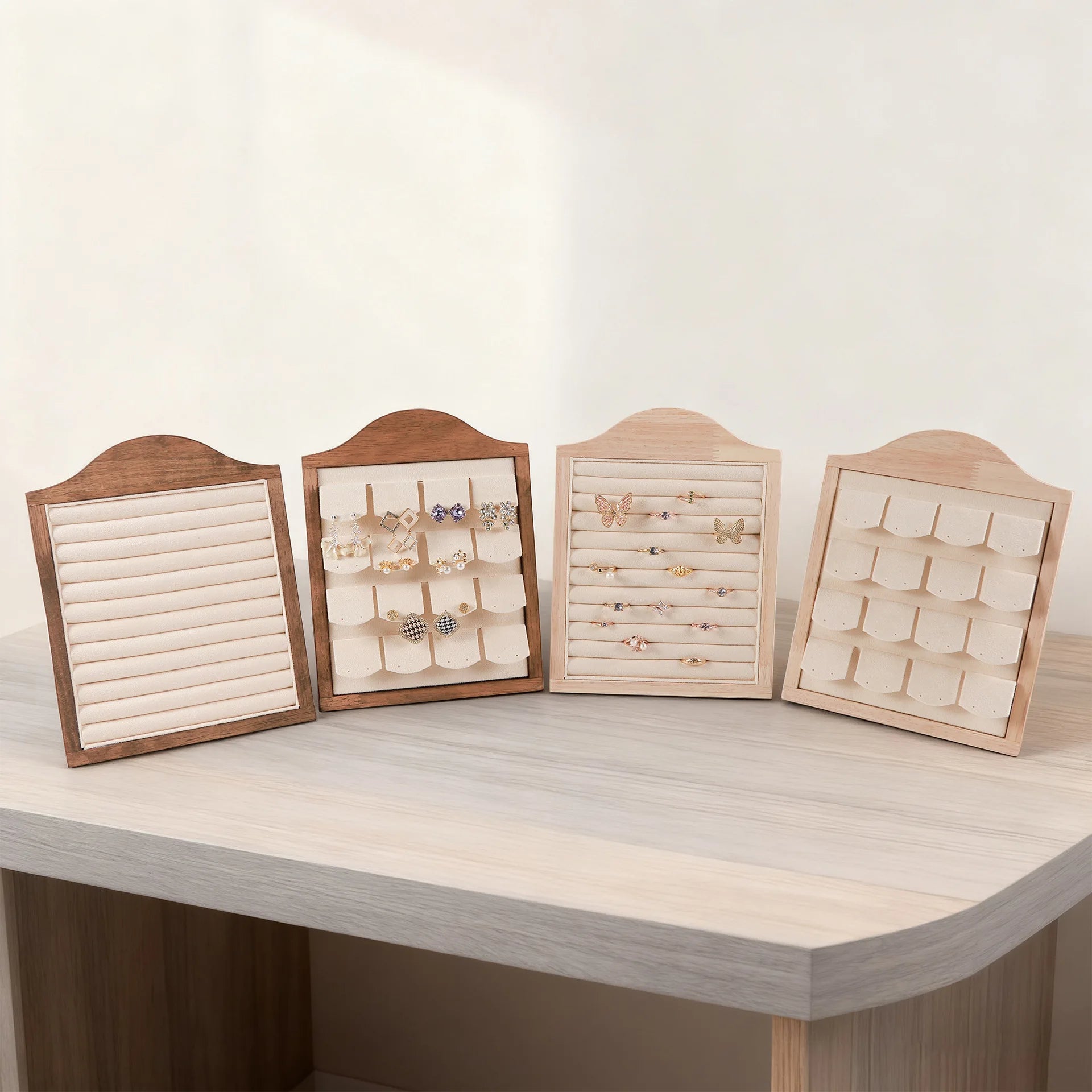 1 Pcs Wood Earrings Ring Photo Frame Jewelry Display Stand Jewelry Rack Velvet Jewelry Storage Tray Store Counter Props Show