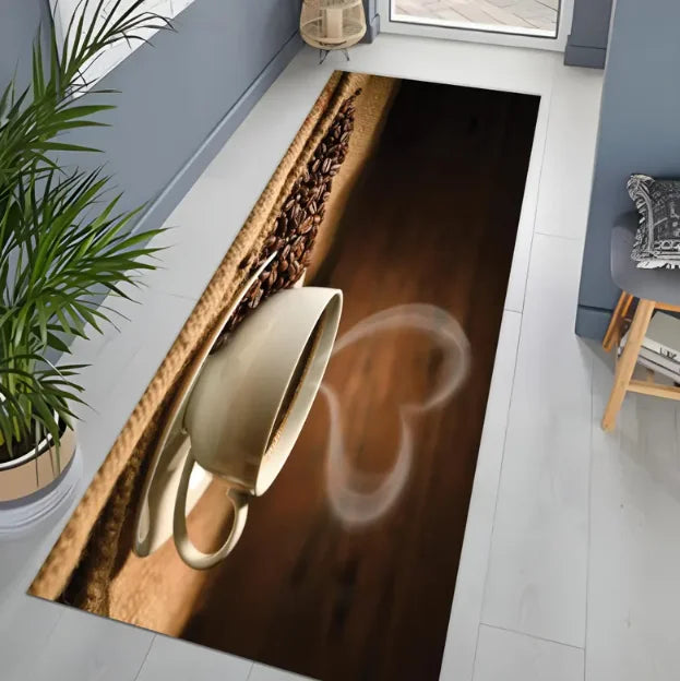 Coffee Time Kitchen Rug Brown Modern Runner Non Slip Kitchen Rug Kitchen Rug Kitchen Runner Rug Coffee Pattern Rug Brown Rugs