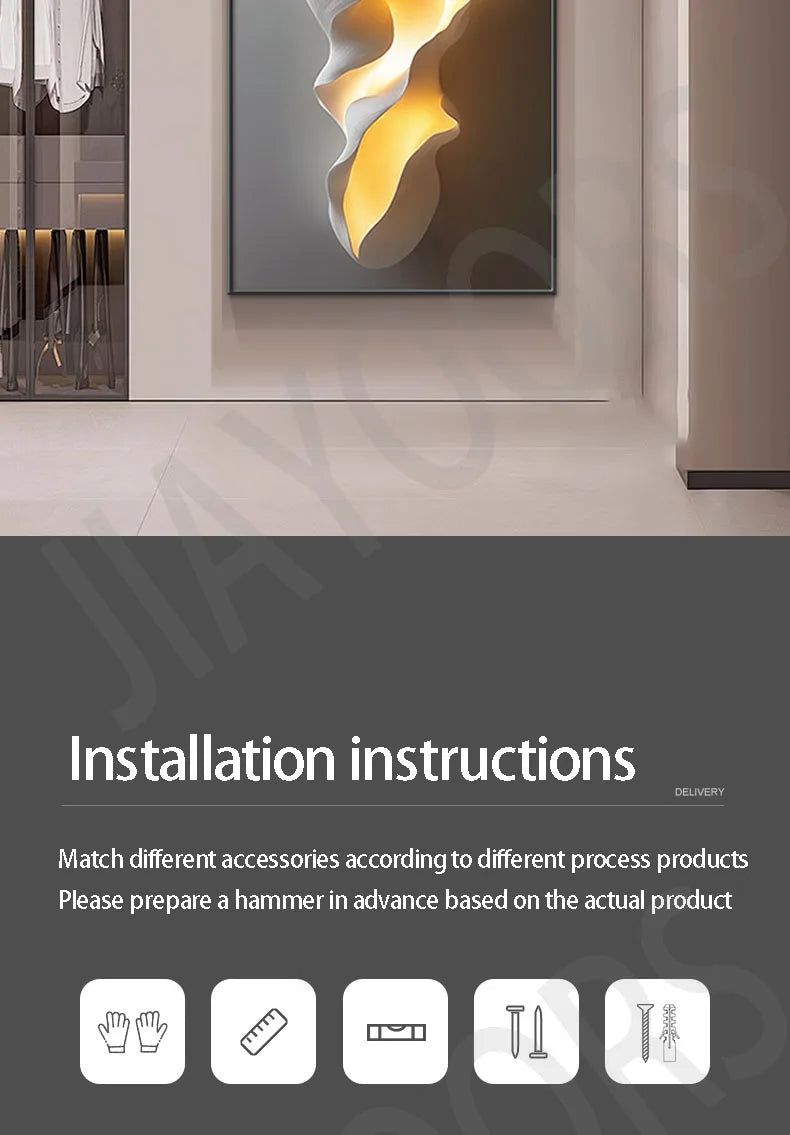 Led Lights Modern Light Luxury Entrance Door Decoration Painting, Simple Abstract Corridor Hanging Painting Wall Lamp Painting