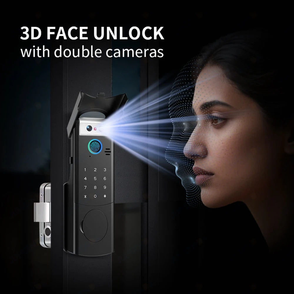 Waterproof Intercom Face Recognition Tuya Wifi Fingerprint Code RFID Card Smart Lock with Doorbell/Rechargeable Li-Battery/Keypa