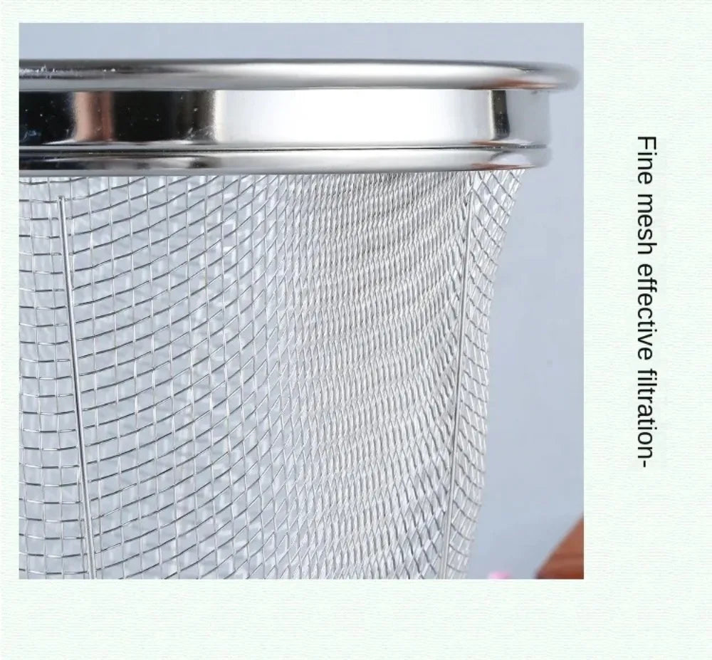 Durable Thickened Stainless Steel Funnel Wooden Handle Multifunctional Pasta Basket Strainer Kitchen Gadgets Deep Fry Basket
