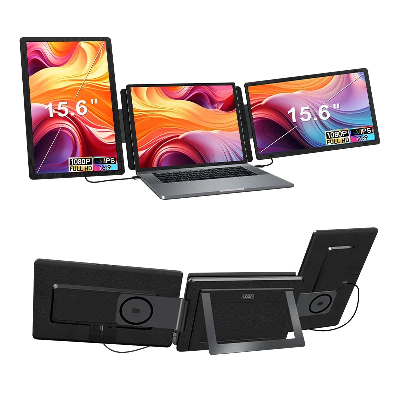 USB C Plug and Play Double LCD Screen Laptop Portable Monitor With FHD 1080P Display for 15.6 to 17.3 Inch Laptops