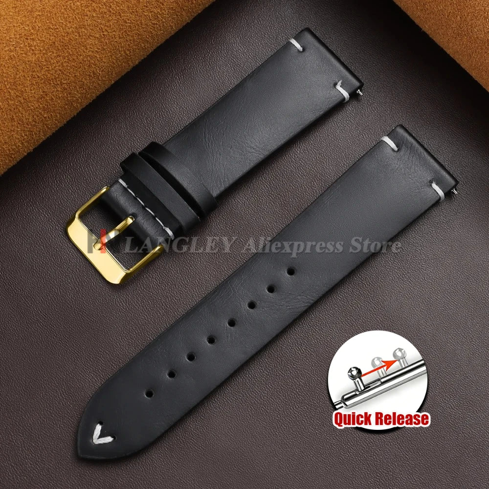 18mm 20mm 22mm Vintage Oil Wax Leather Watch Band Brown Black Cowhide Straps Quick Release Universal Bracelet for Men Wristbands