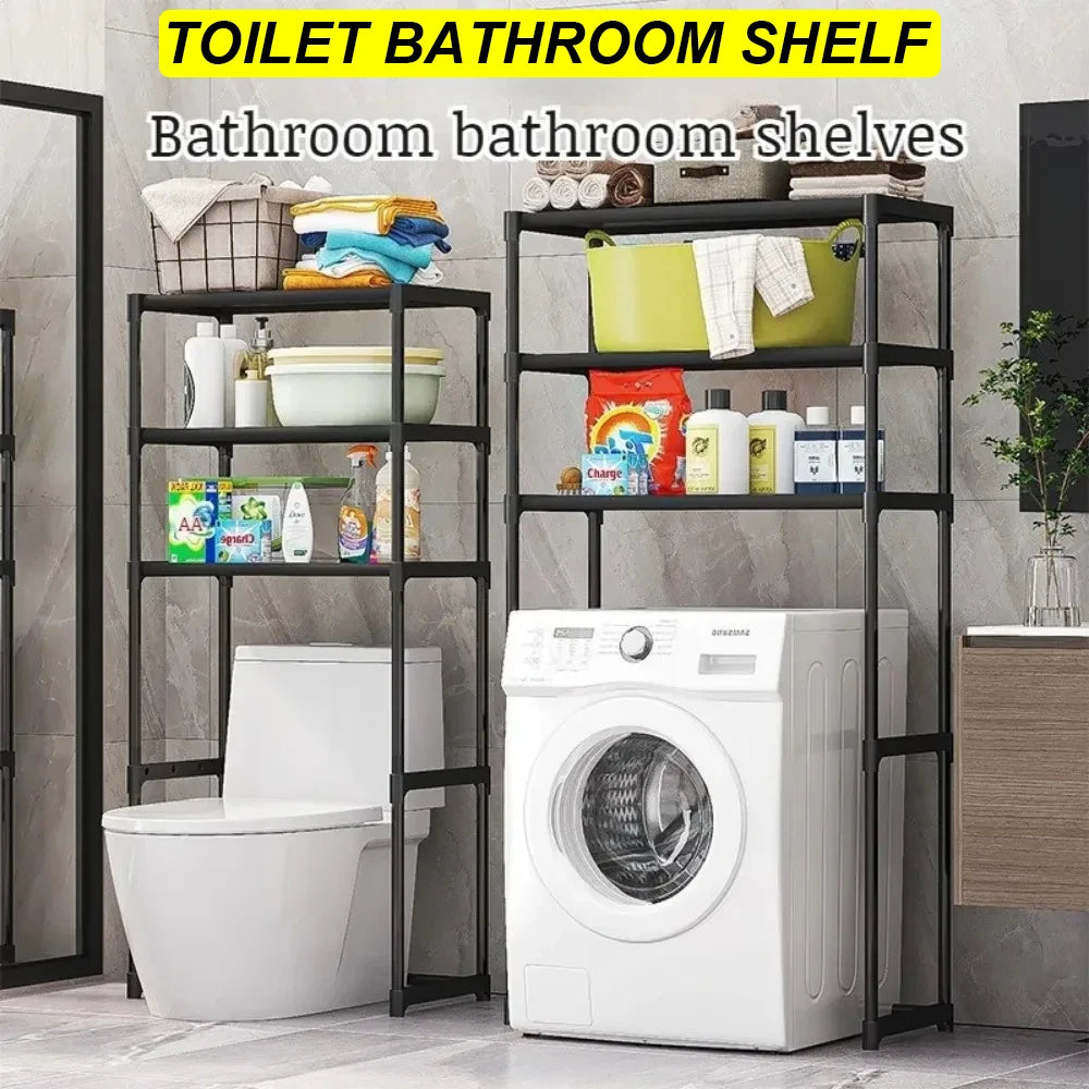 Over The Toilet Storage Rack Multilayer Perforation-Free Washing Machine Shelf Kitchen Rack Floor Standing Bathroom Accessories