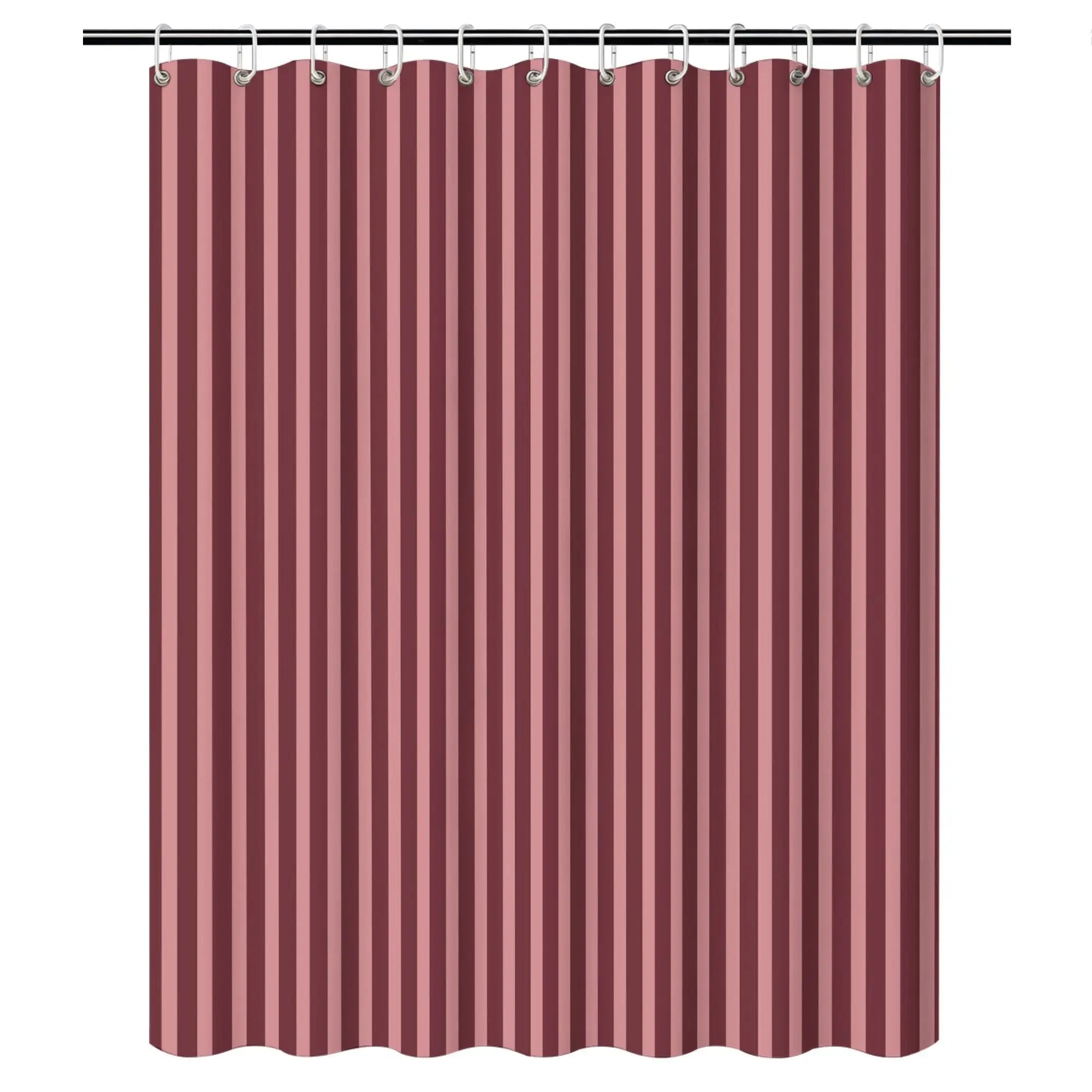 Cabernet & Apricot Stripe Shower Curtain – Modern Vertical Stripes, 12 Hooks, 70.87×70.87" Minimalist Bathroom Decor
