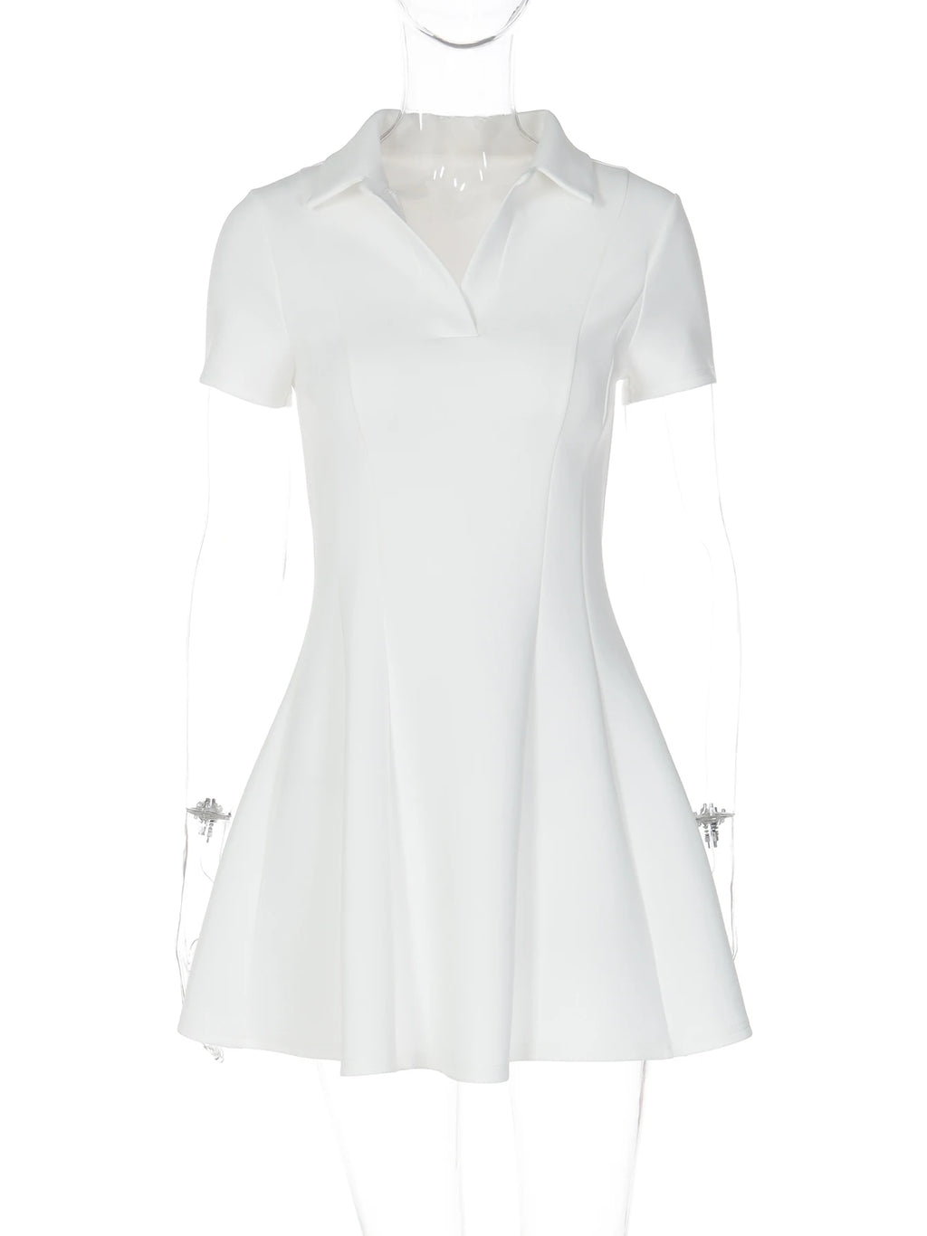 Dulzura Turn-Down Collar Short Sleeve Slim Fit Mini Dress Women'S Solid Sexy Elegant Dress Birthday Party Vacation Summer Outfit