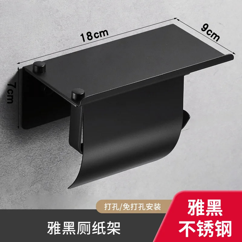 Wall Mounted Stainless Steel Bathroom Toilet Paper Holder with Towel Roll Shelf Tissue Rack Box Holders Organizer New