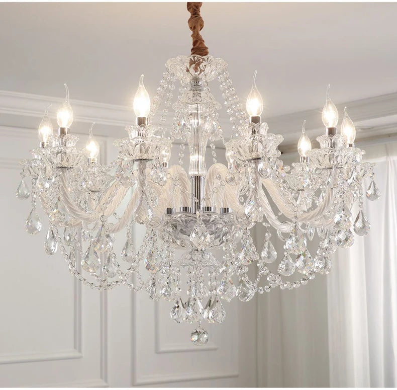 Luxury Living Room Decorate LED Ceiling Pendant Lights Indoor Hanging Lights Fixture Home Crystal Chandeliers Villa Lighting