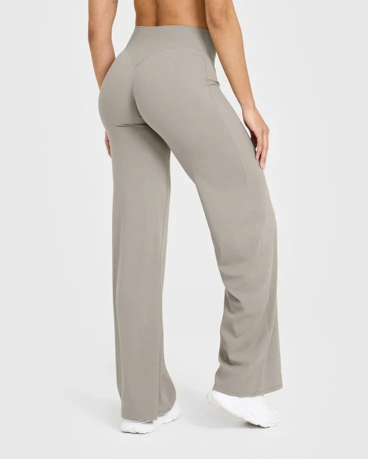 Straight-Leg Pants Ultra Soft Butter Fabric Women's Mid-Waist Yoga Pants GYM Naked Feel Pilates Running Sport Trousers