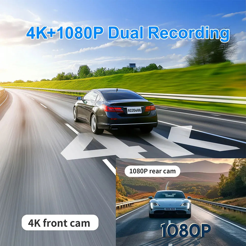4K Mirror Dash Cam 9.66" with Carplay Android Auto Touch Screen Backup Camera Front and Rear View Dual Cameras for Car