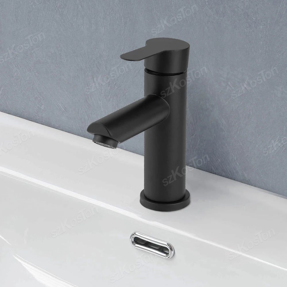Bathroom Faucet Hot Cold Sink Faucet Single Hole Round/Square Stainless Steel Tap Deck Mounted Bathtub Counter Basin Faucet