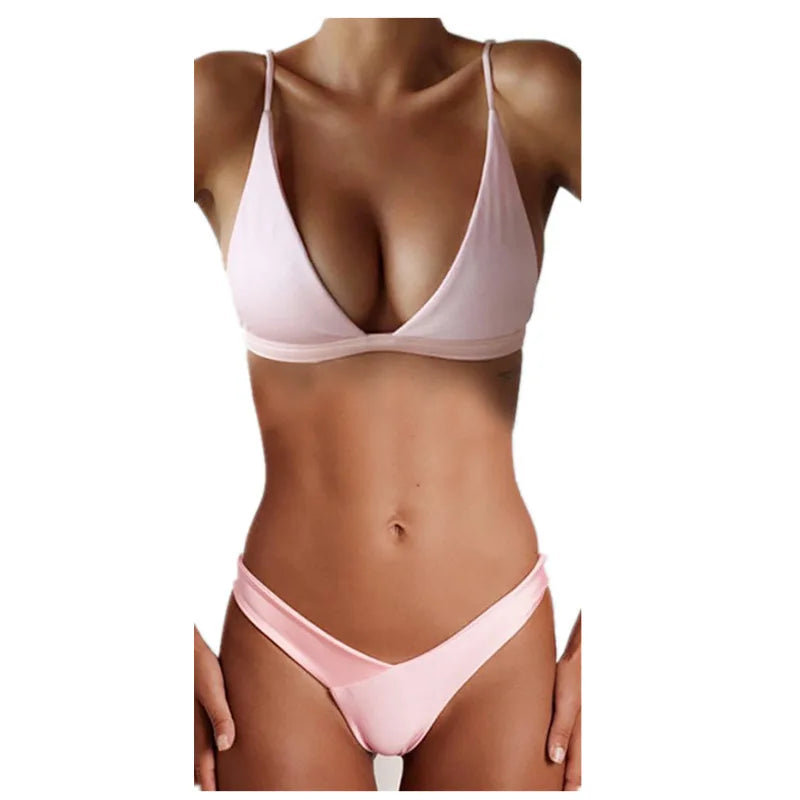 Bikini 2026 Solid Swimsuit Women Swimwear Push Up Bikini Set Brazilian Bathing Suit Summer Beach Wear Swimming Suit