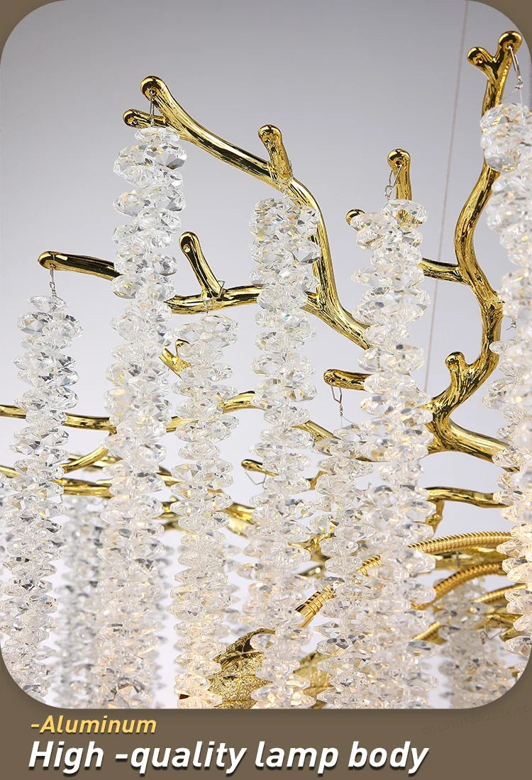 Modern light luxury living room crystal chandelier dining room bedroom French crystal lamp artistic decoration branch lamp