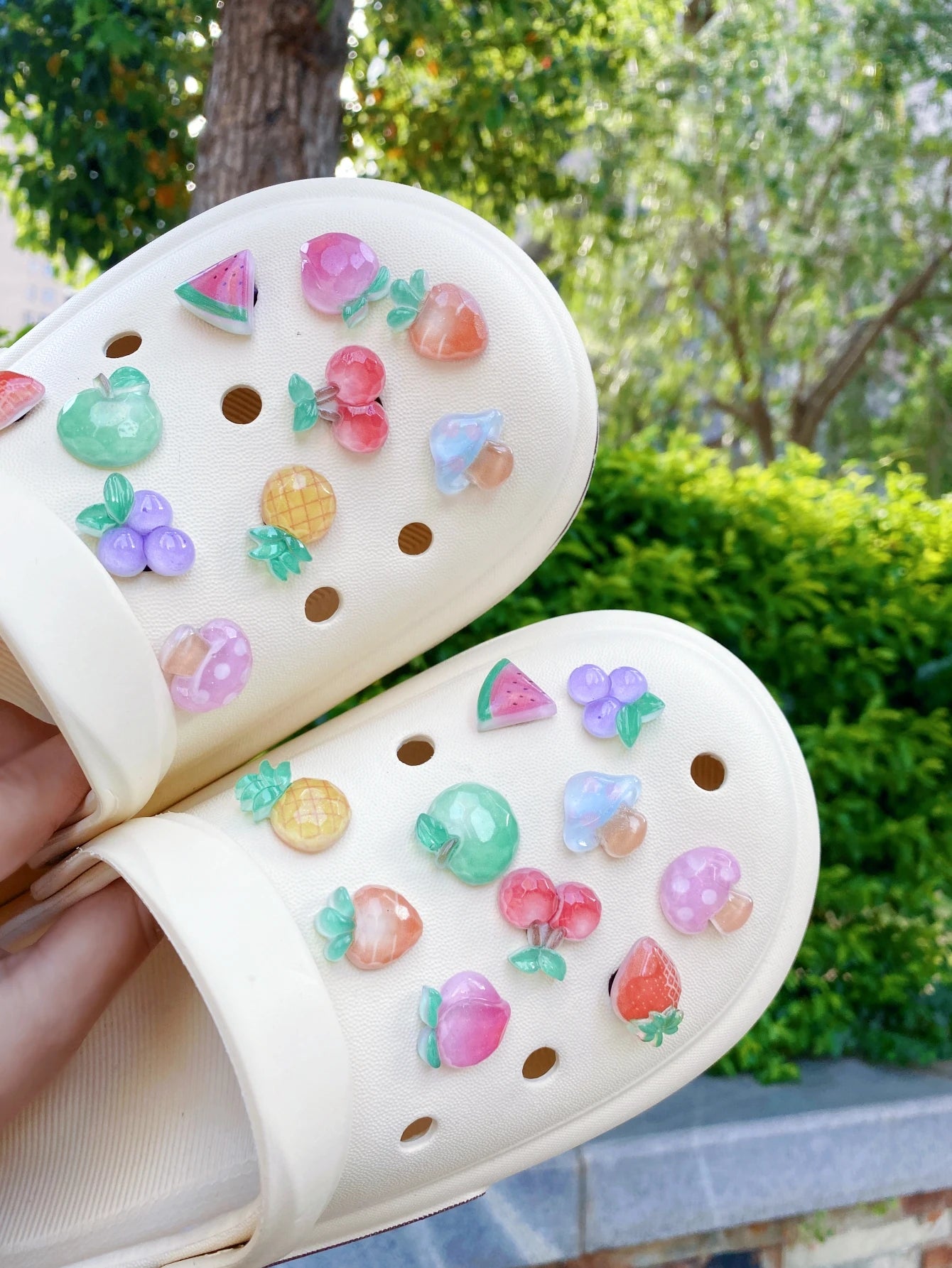 20-piece set for Clogs accessories Ice Through Fruit cartoon detachable decorative clasp