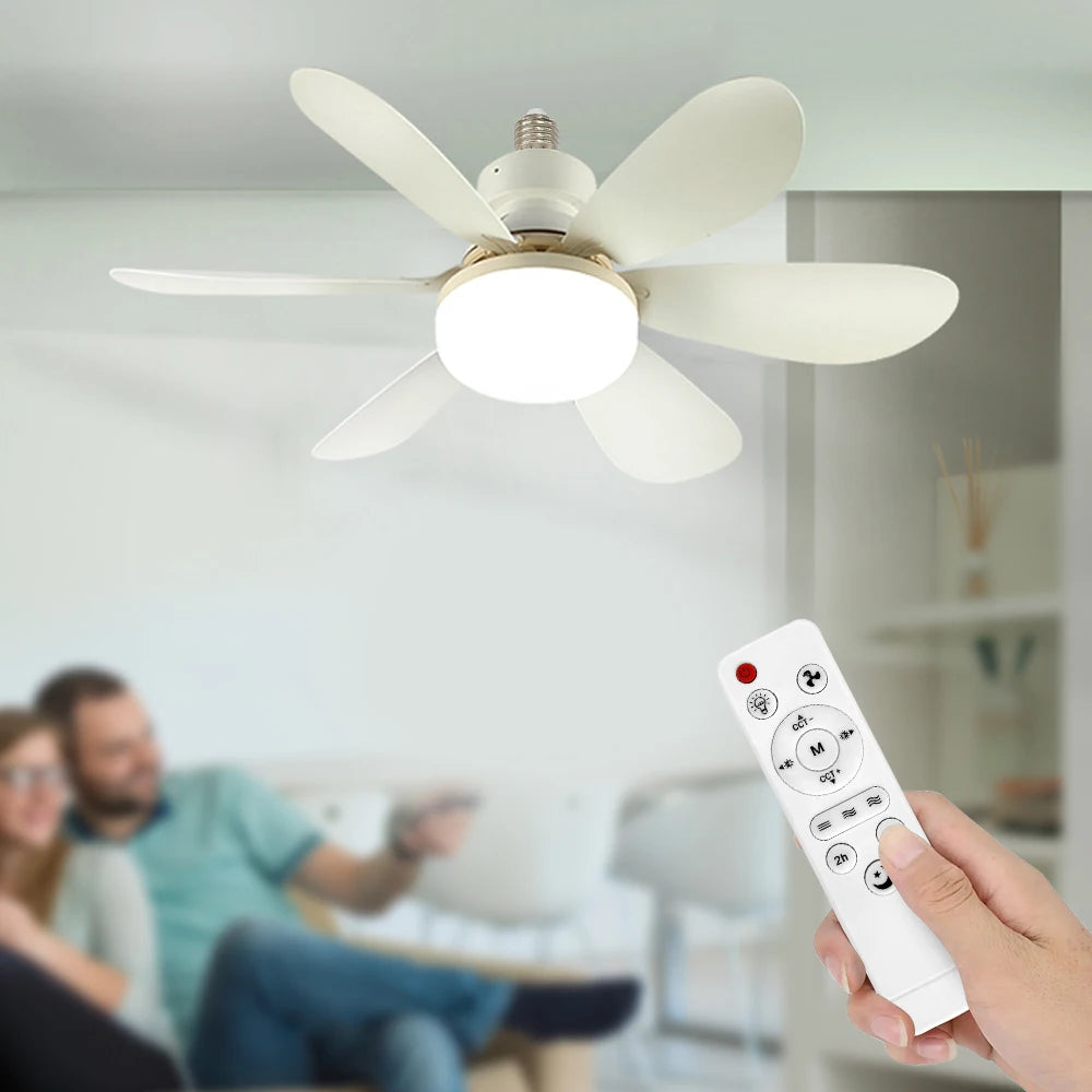 E26 E27 Base Home-use LED Ceiling Fan Light Wireless Remote Smart Fan Light 42cm 52cm Ceiling Fan for Room Office Study Kitchen