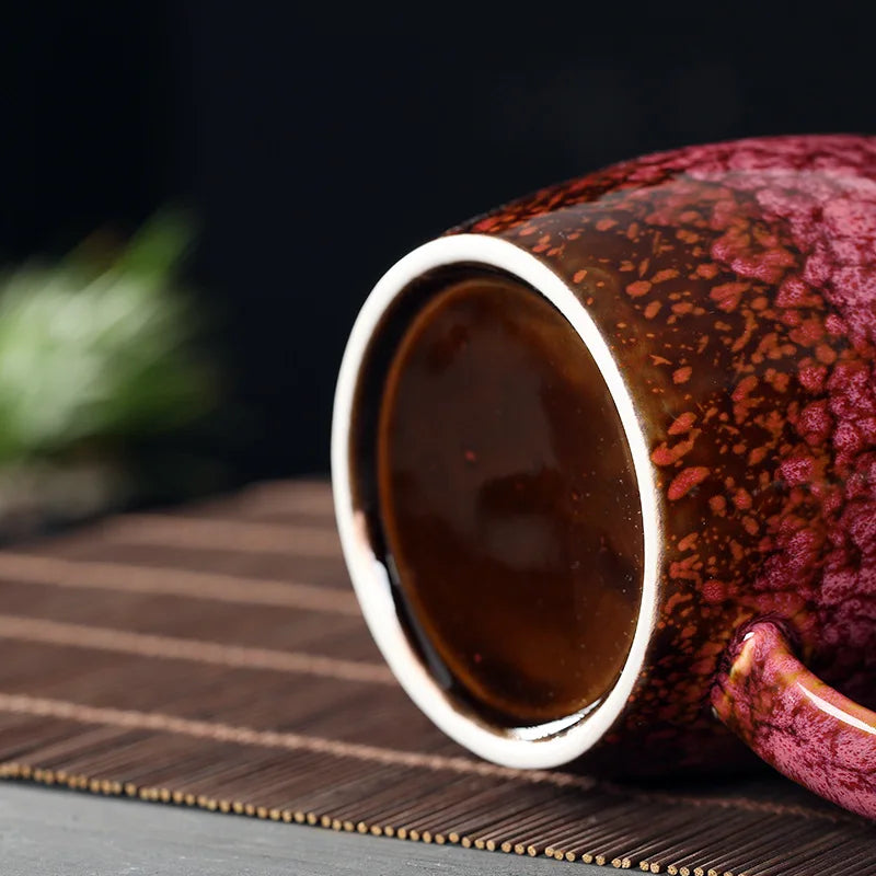 Japanese Style Coffee Cup Creative High-Capacity Kiln Change Ceramic Cup Vintage Household Office Drinkware Milk Mug Water Cup