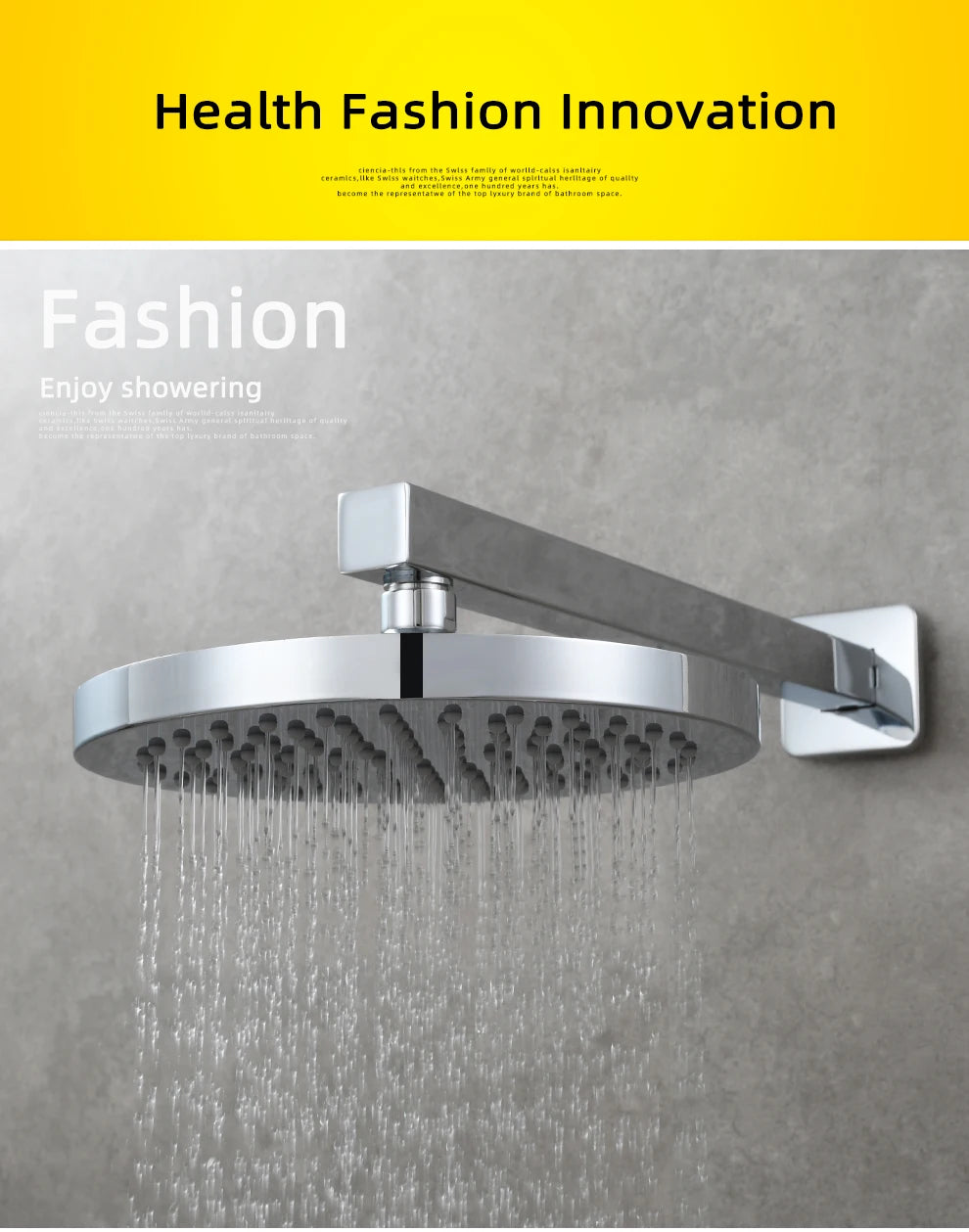Ciencia 304 Stainless Steel Square Shower Arm G1/2 Bathroom Shower Arm Wall Mounted for Fixed Rain Shower Head