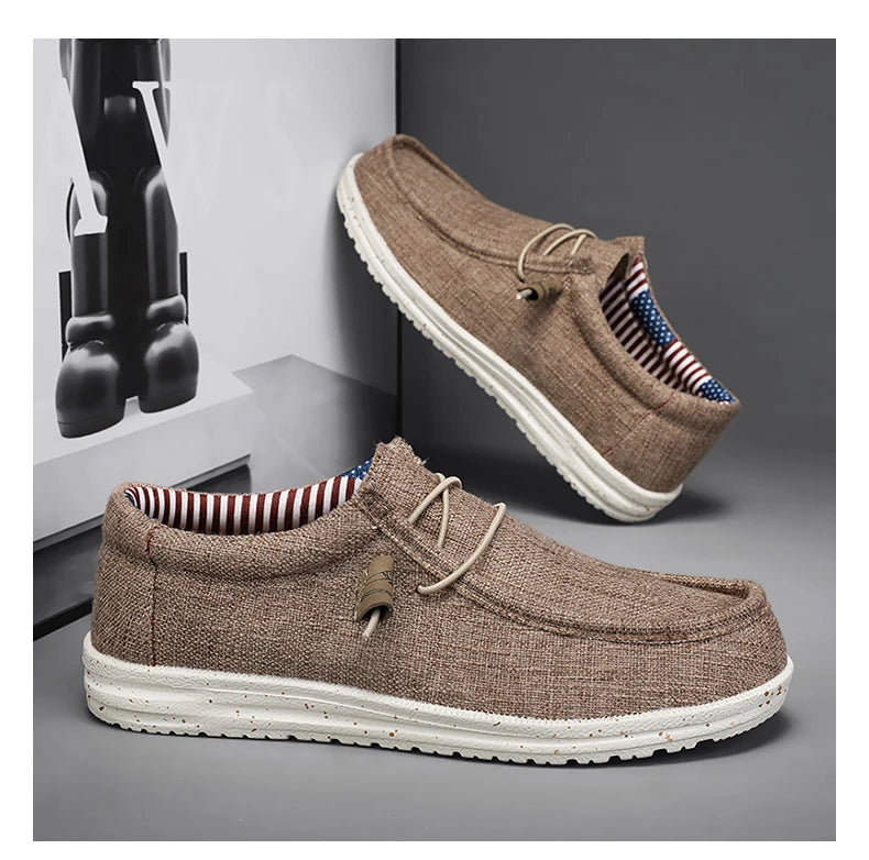 Men Shoes Casual Canvas Loafers Shoes Light Breathable Flats Leisure Male Vulcanized Shoes Walking Sneakers Plus Size 39-46