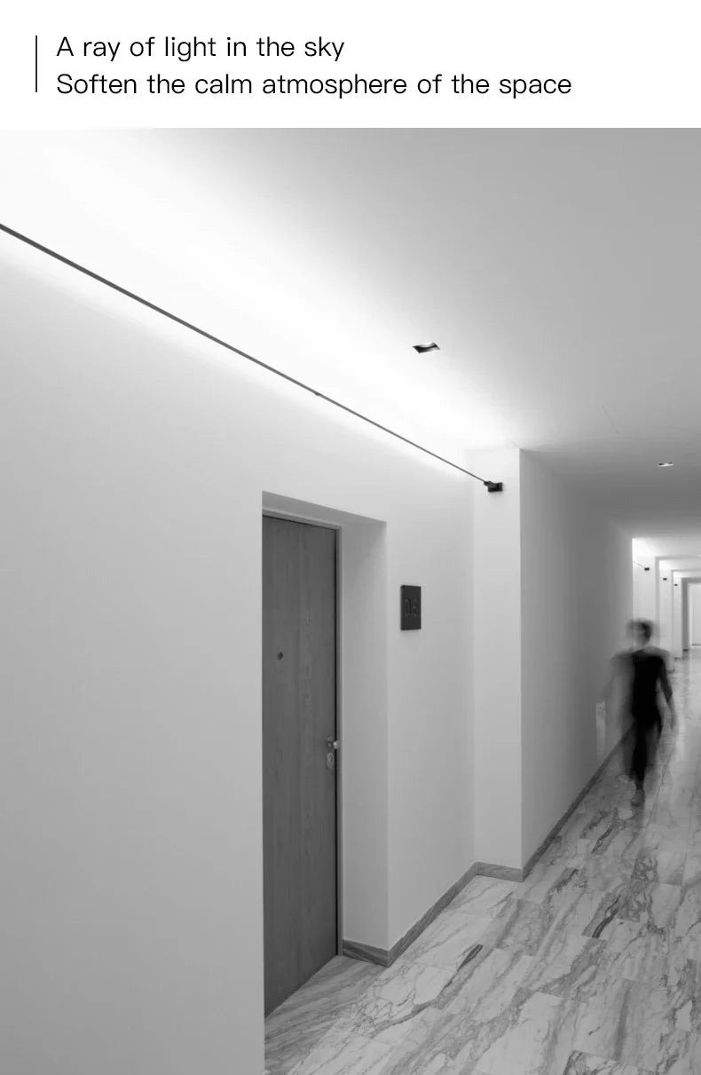 Modern Black And White Linear Wall Lamp Skyline LED Strip Without Main Light Decoration Living Room Background Bathroom Lamps
