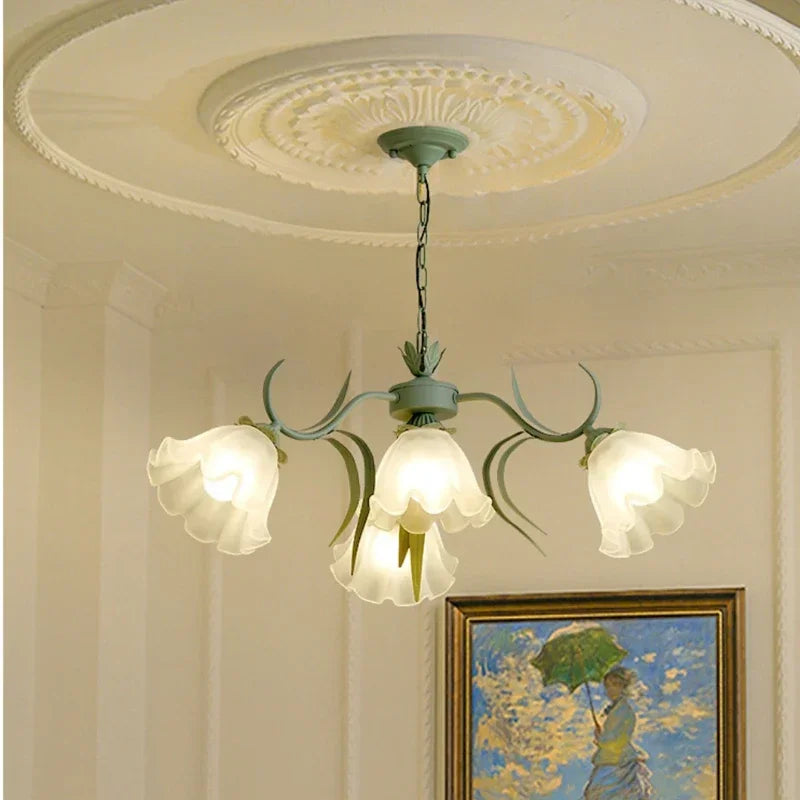 Modern Light Luxury Living Room Chandelier French Creative Lily of The Valley Acrylic Lamp Retro Dining Room Bedroom Lamps