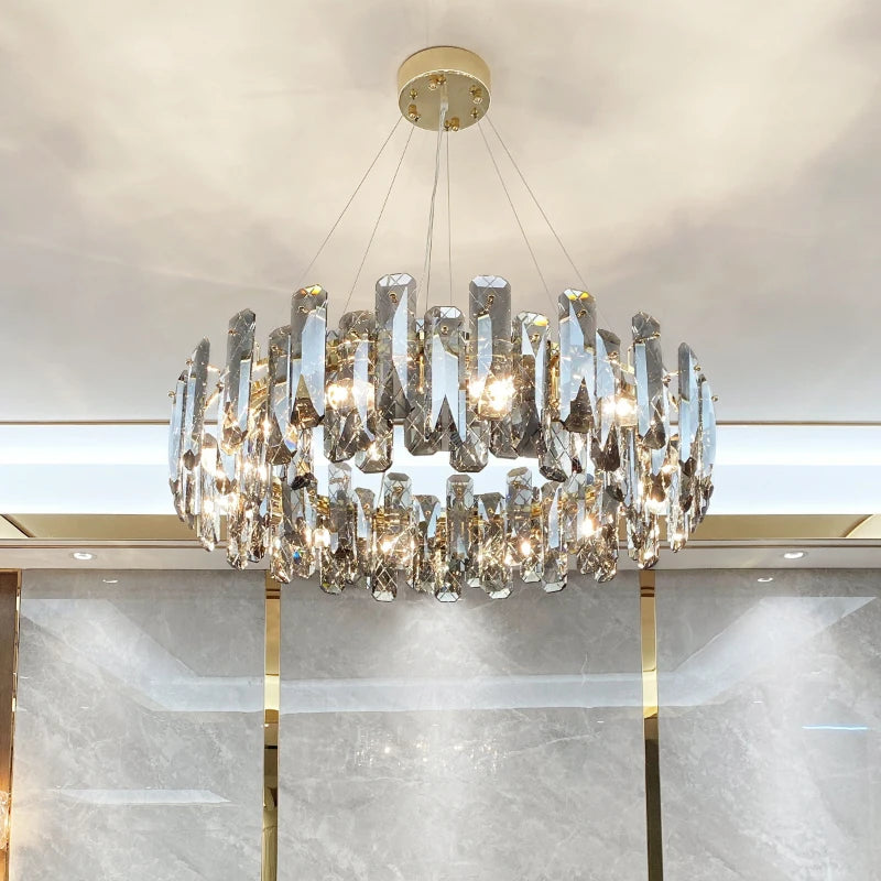 Postmodern Light Luxury LED Crystal Chandelier Atmosphere Dining Room High-end Home Bedroom Kitchen Living Room Pendant Lights